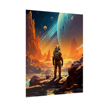 Futuristic Wilderness Explorer: Solo Journey in the Unknown - Poster