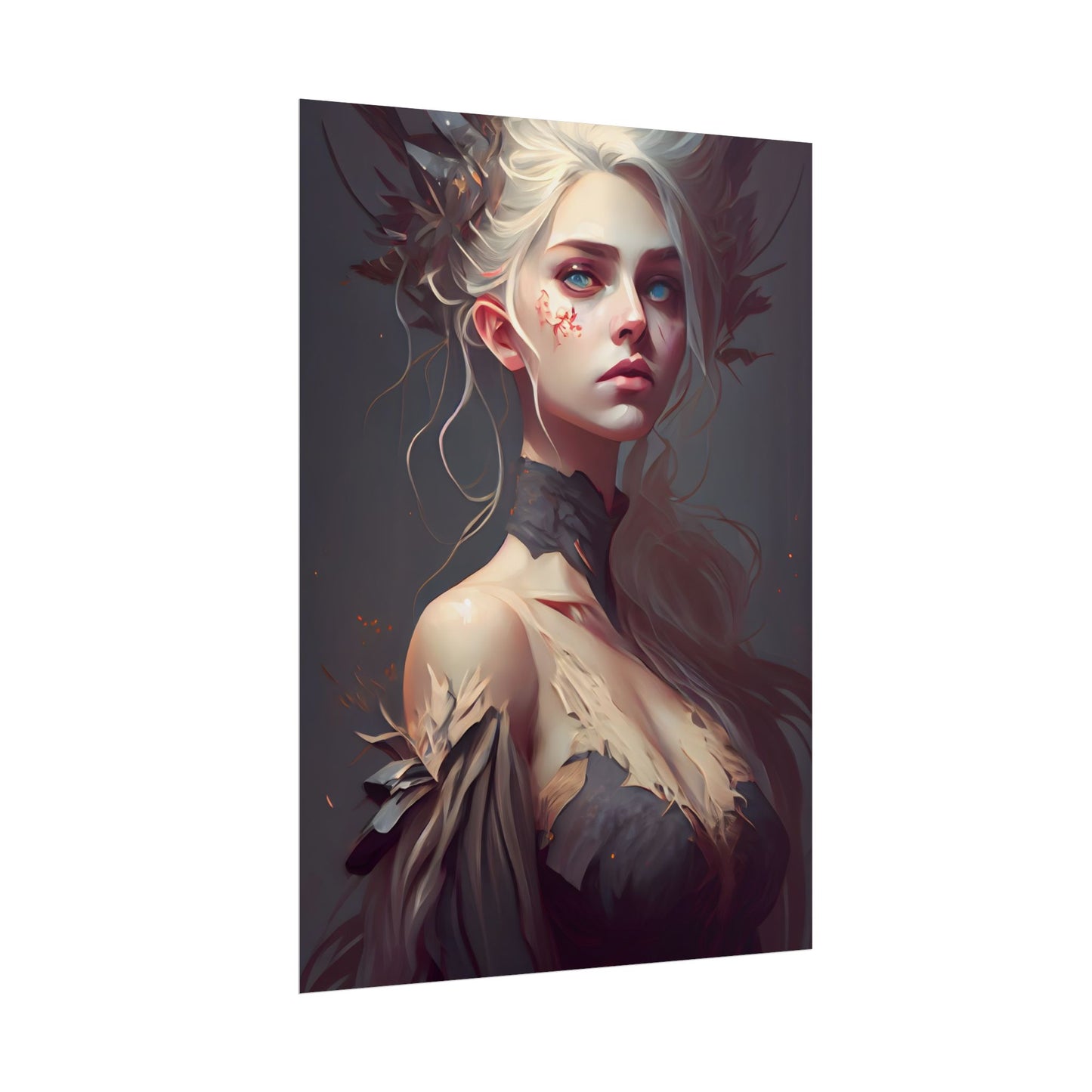 Elegant Blonde Portrait: Outdoor Woman in Dress - Poster