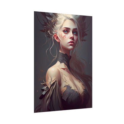 Elegant Blonde Portrait: Outdoor Woman in Dress - Poster