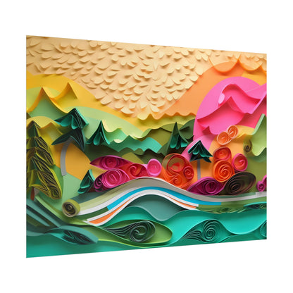Magical Beach Landscape: Paper Quilling Art Piece - Poster