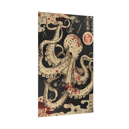 Stylized Japanese Octopus: Minimal Artwork - Poster