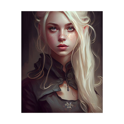 Blonde Portrait: Elegant Woman in Black Dress - Poster