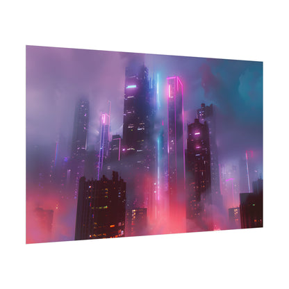 Futuristic Cityscape: Neon Dreams in the Urban Sky - Poster
