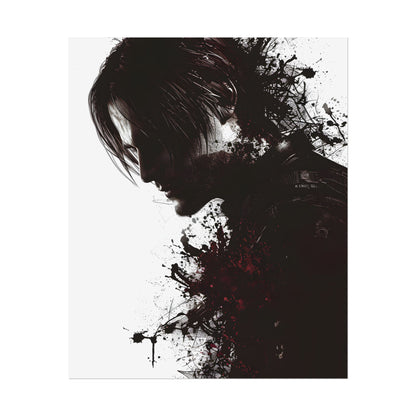Emerging from Darkness: Blood-Splattered Figure Digital Art - Poster
