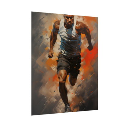 Passionate Athlete in Motion: Dynamic Portrait Artwork - Poster