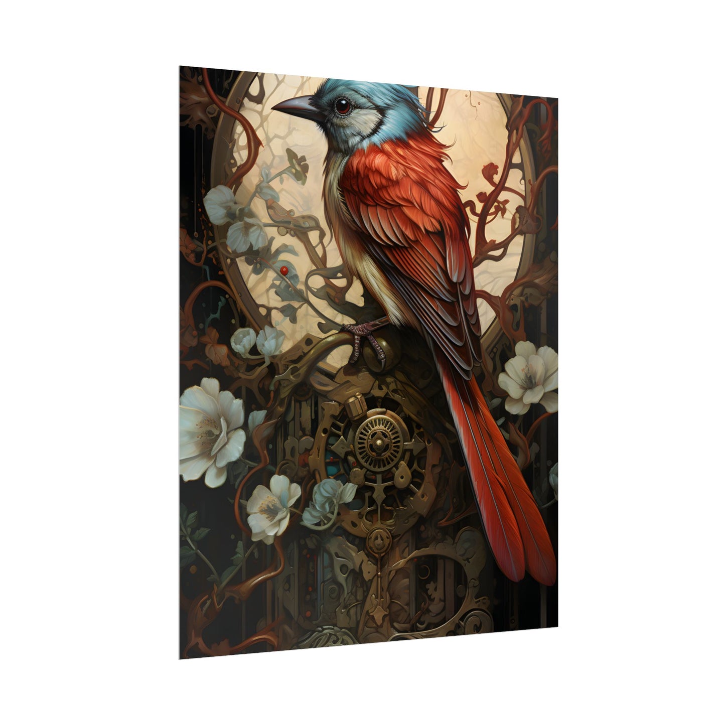 Mystical Songbird Guardian Amulet: Symbolic Artwork - Poster