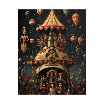Whimsical Clockwork Circus: Fantastical Artwork in Vibrant Colors - Poster