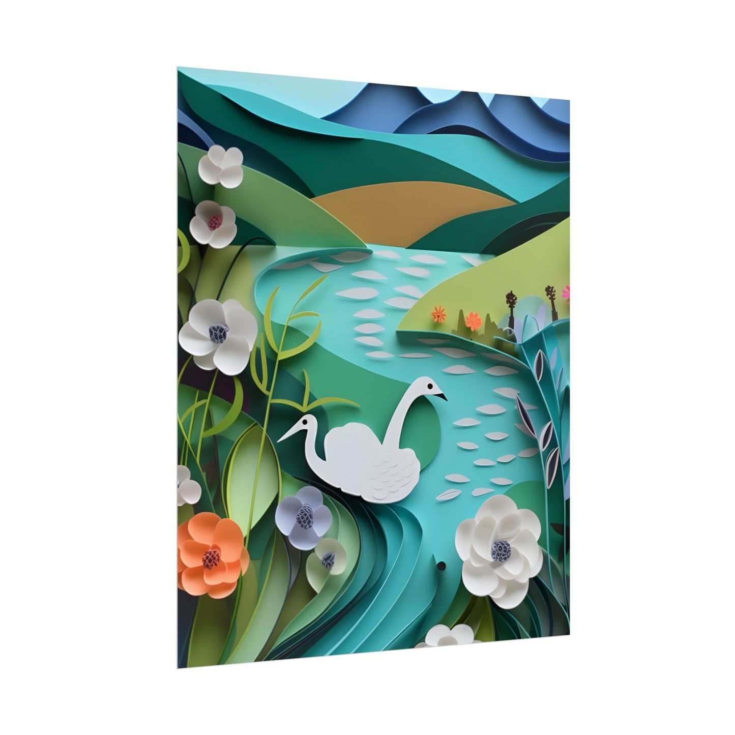 Vibrant Paper Quilling Island: A Beautiful Tropical Landscape - Poster