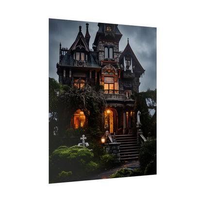 Spooky Victorian Mansion: Atmospheric Haunted Artwork - Poster