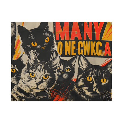 Red Cats in Soviet Motion: A Playful Poster Art - Poster