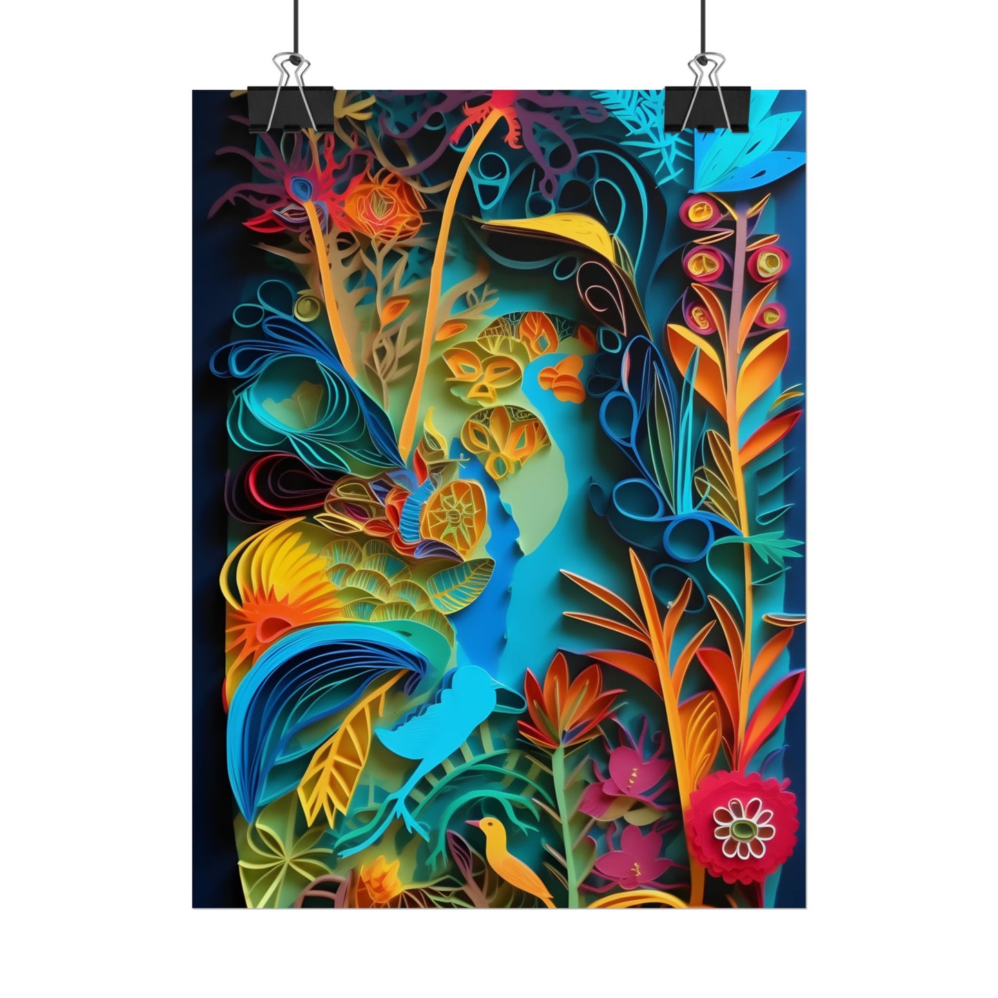 Indian Quilled Landscape: Colorful Paper Art - Poster