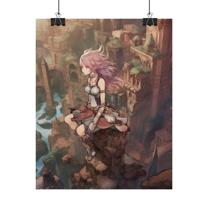 Dramatic Anime Feather: Detailed Urban Artwork - Poster