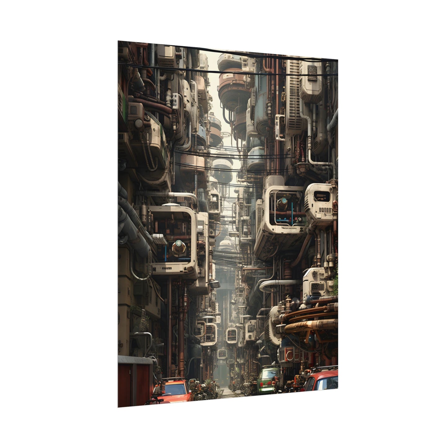 Steampunk Post-Apocalyptic City: Nighttime Digital Artwork - Poster