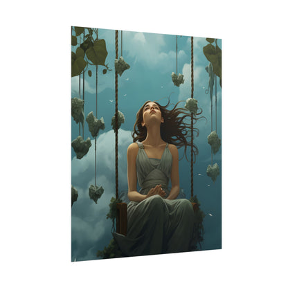 Person at Desk with Laptop: Digital Artwork - Poster