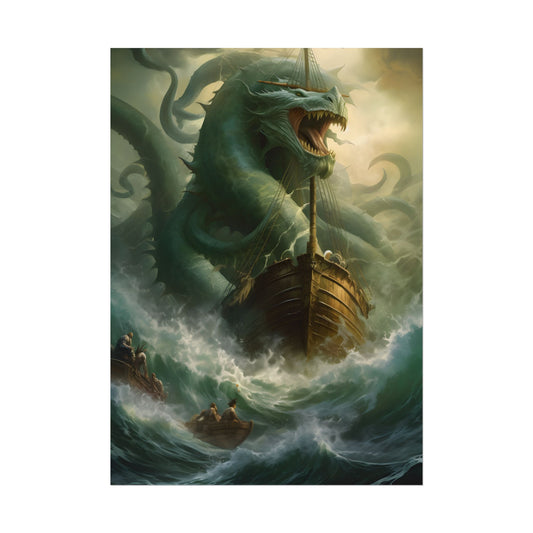 Ancient Mythical Sea Monsters: Prehistoric Marine Creature Art - Poster