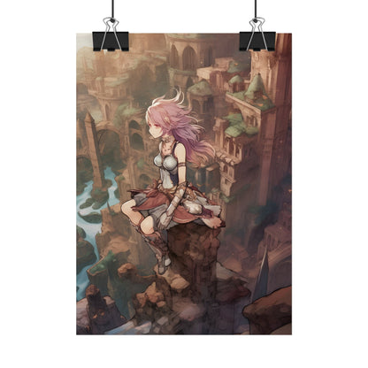 Dramatic Anime Feather: Detailed Urban Artwork - Poster