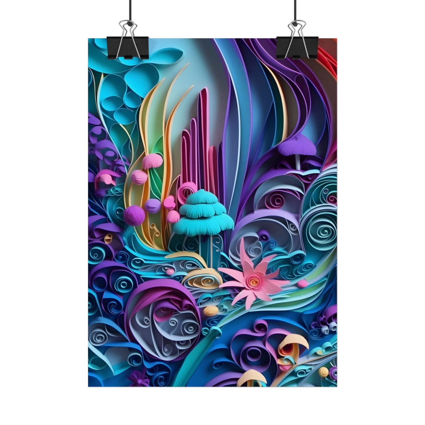 Vibrant Beach Landscape: Paper Quilling Artwork - Poster