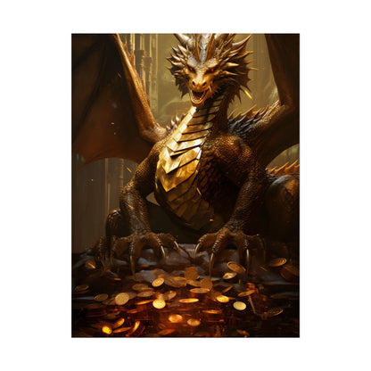 Majestic Dragon Guardian: Fantasy Artwork in a Magical Lair - Poster