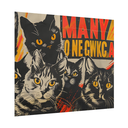 Red Cats in Soviet Motion: A Playful Poster Art - Poster