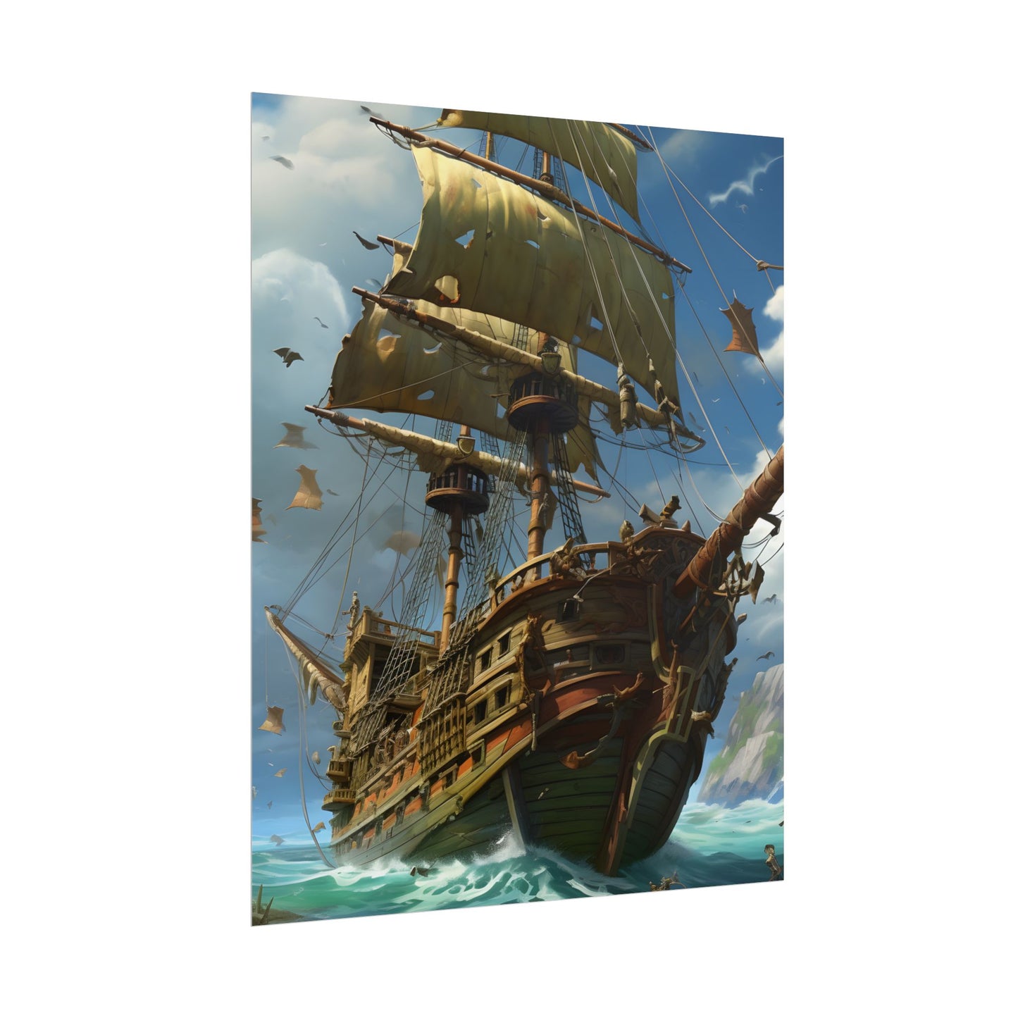Swashbuckling Time-Traveling Pirate Crew: Colorful Artwork - Poster