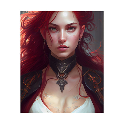 Red Hair Beauty: Elegant Woman in Black - Poster
