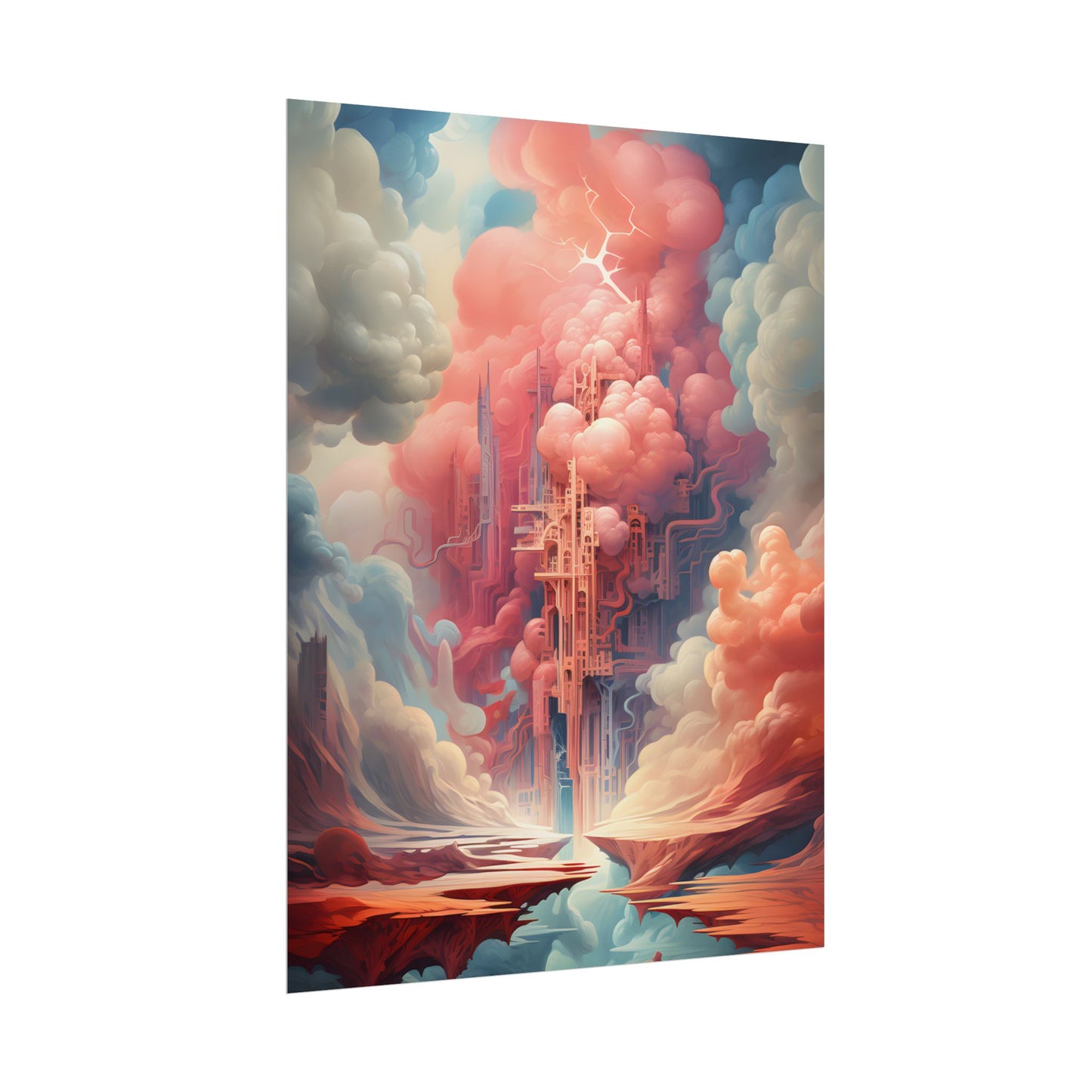 Cyber Dreamscape: Abstract Artwork in Neon Hues - Poster