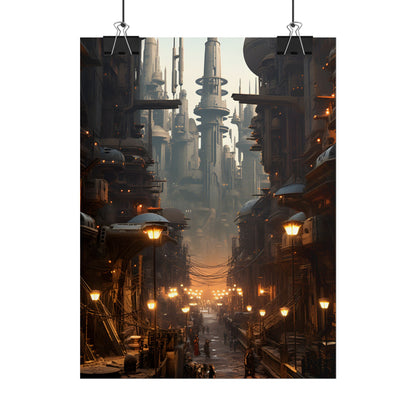 Post-Apocalyptic Steampunk City: Dystopian Artwork - Poster