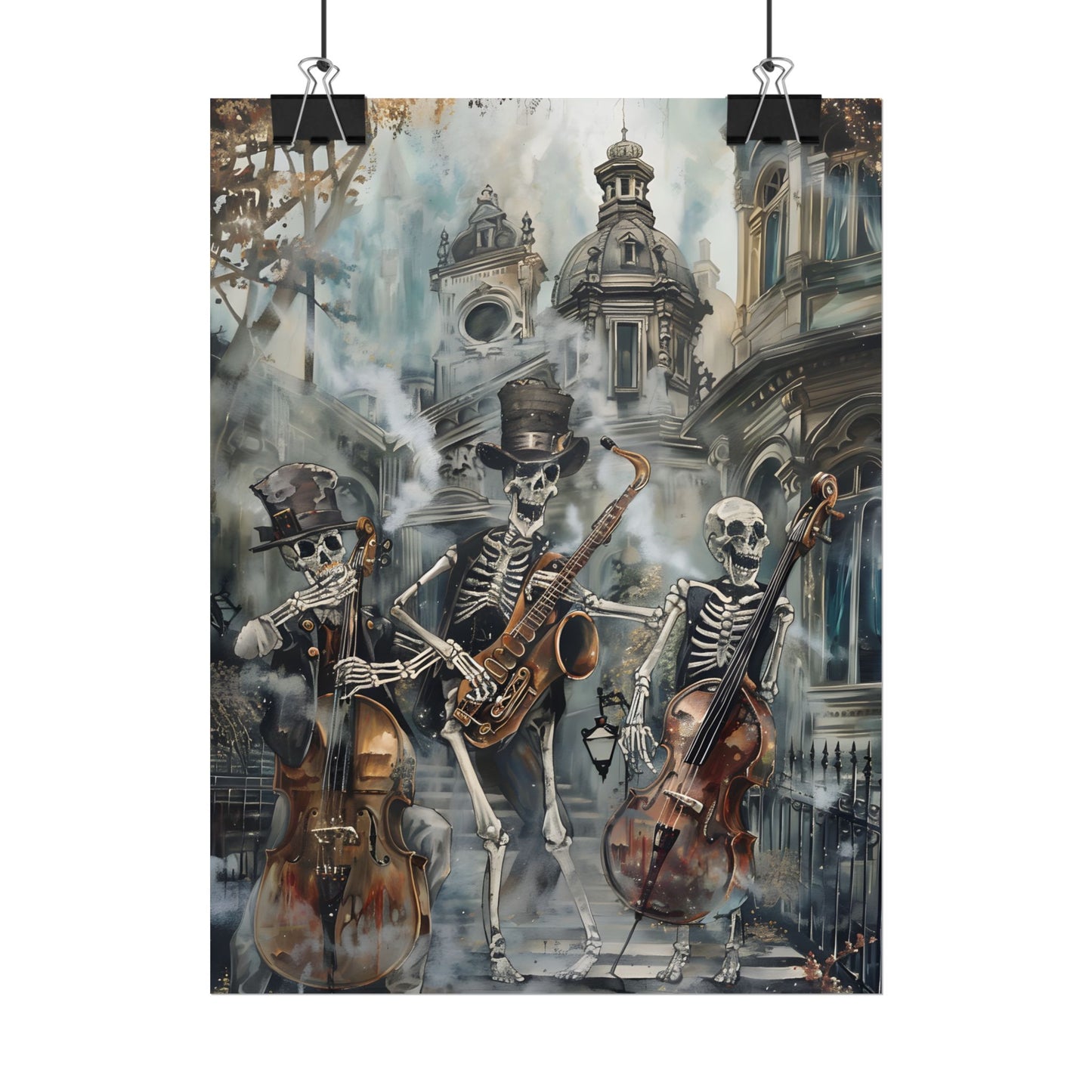 Victorian Lowbrow Jazz: Skeleton Band in Artistic Swing - Poster