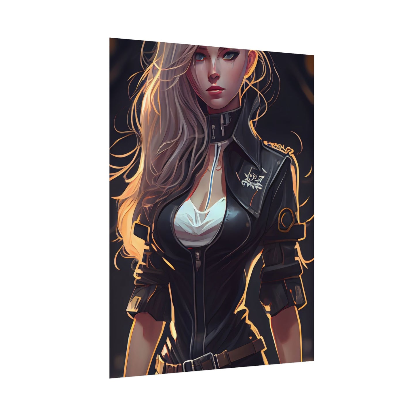 Blonde Female Police Officer: Calm Professional in Hotel Lobby - Poster