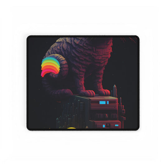 Pixelated Cyber Pets: Futuristic Digital Art - Desk Mat