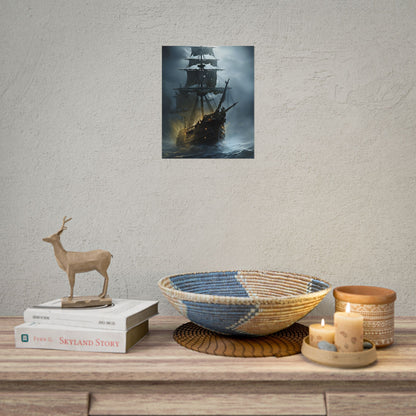 Ghostly Pirate Voyage: Historic Sea Travel Digital Art - Poster
