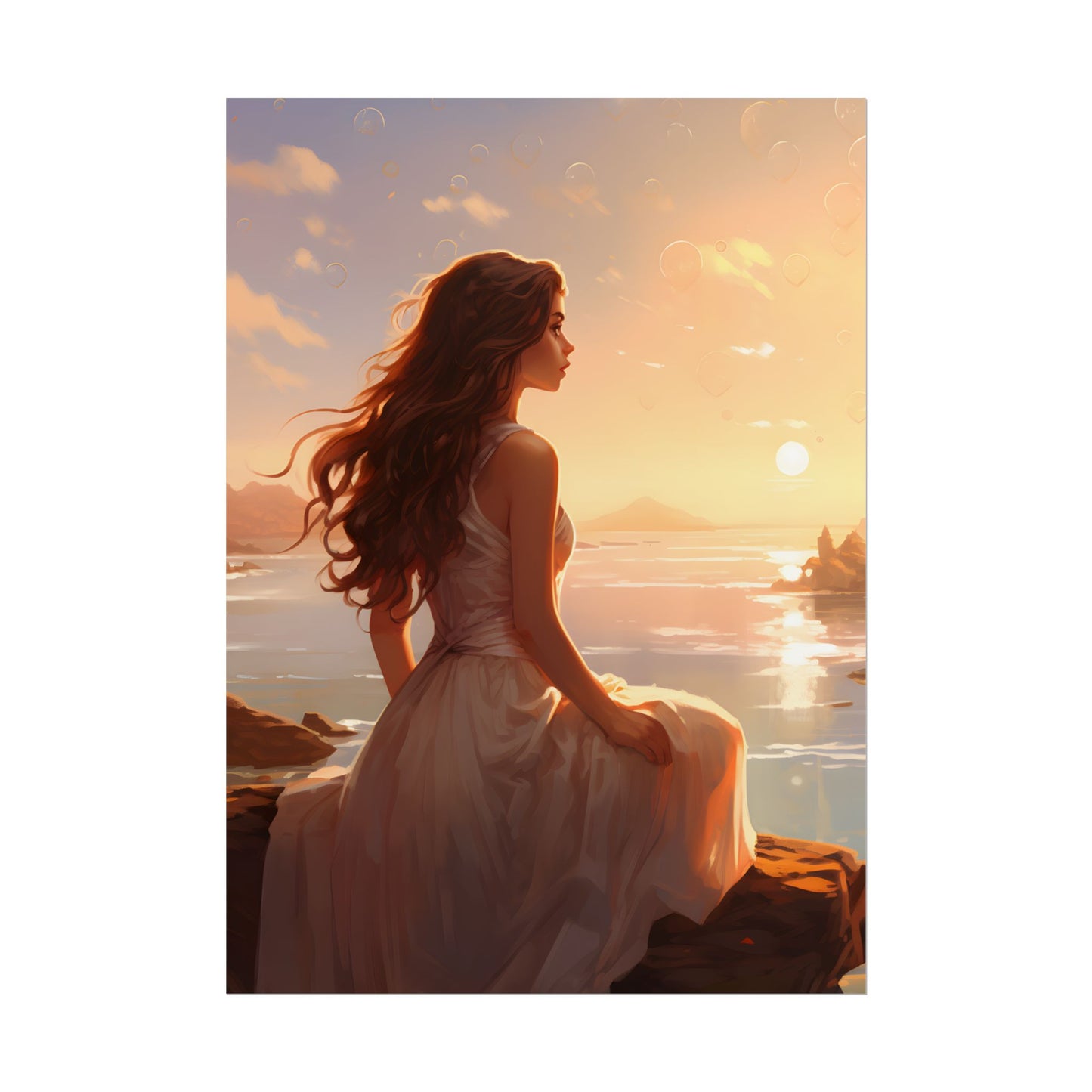 Vibrant Beach Scene: Summer Day with Sun-Kissed Figure - Poster