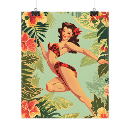 Vintage Retro Pin-Up Girl: Mid-Century Art Illustration - Poster
