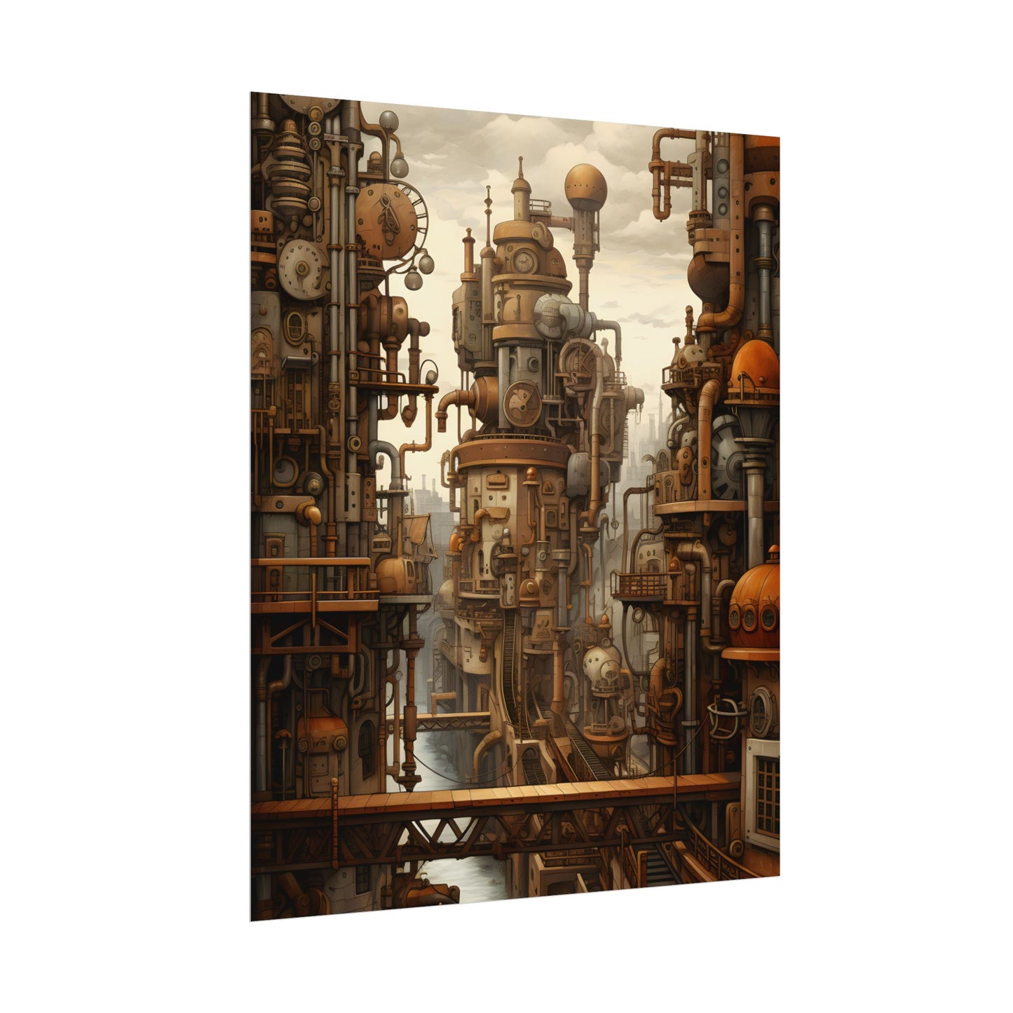 Steampunk Cityscape: Vintage Parisian Dreamscape - Poster