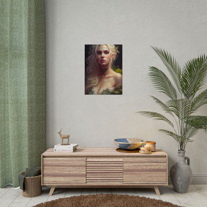 Detailed Blonde Female Portrait: Red Top Artwork - Poster