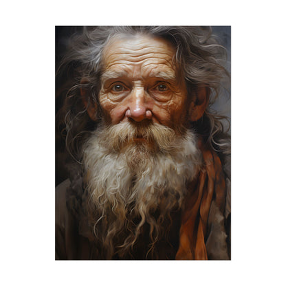 Elderly Wisdom: Realistic Portrait Art - Poster