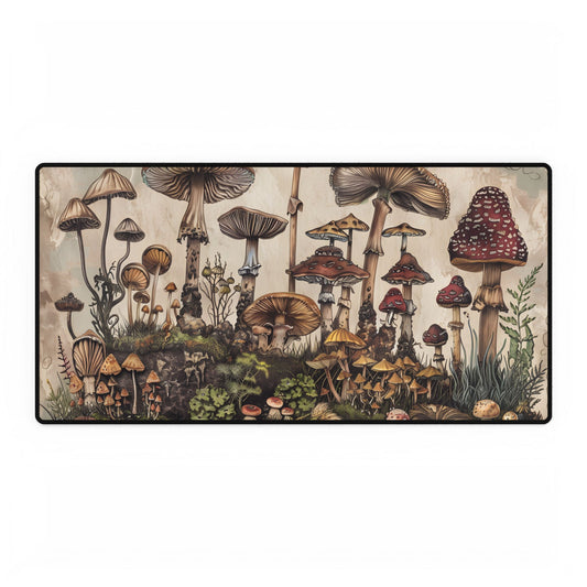 Vintage Mushroom Illustrations: A Collection of Unique Fungi - Desk Mat