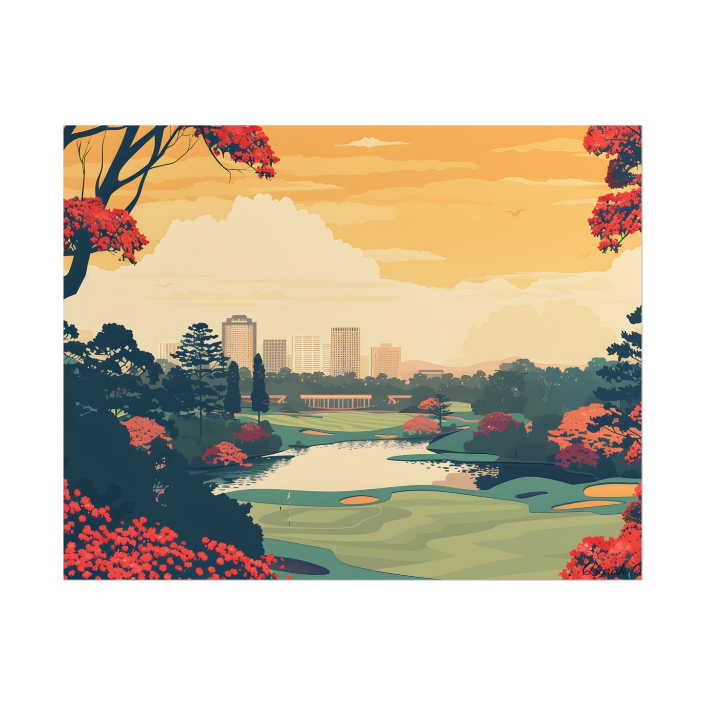 Retro-Style Augusta Georgia Golf Course: Vibrant Illustration Art - Poster
