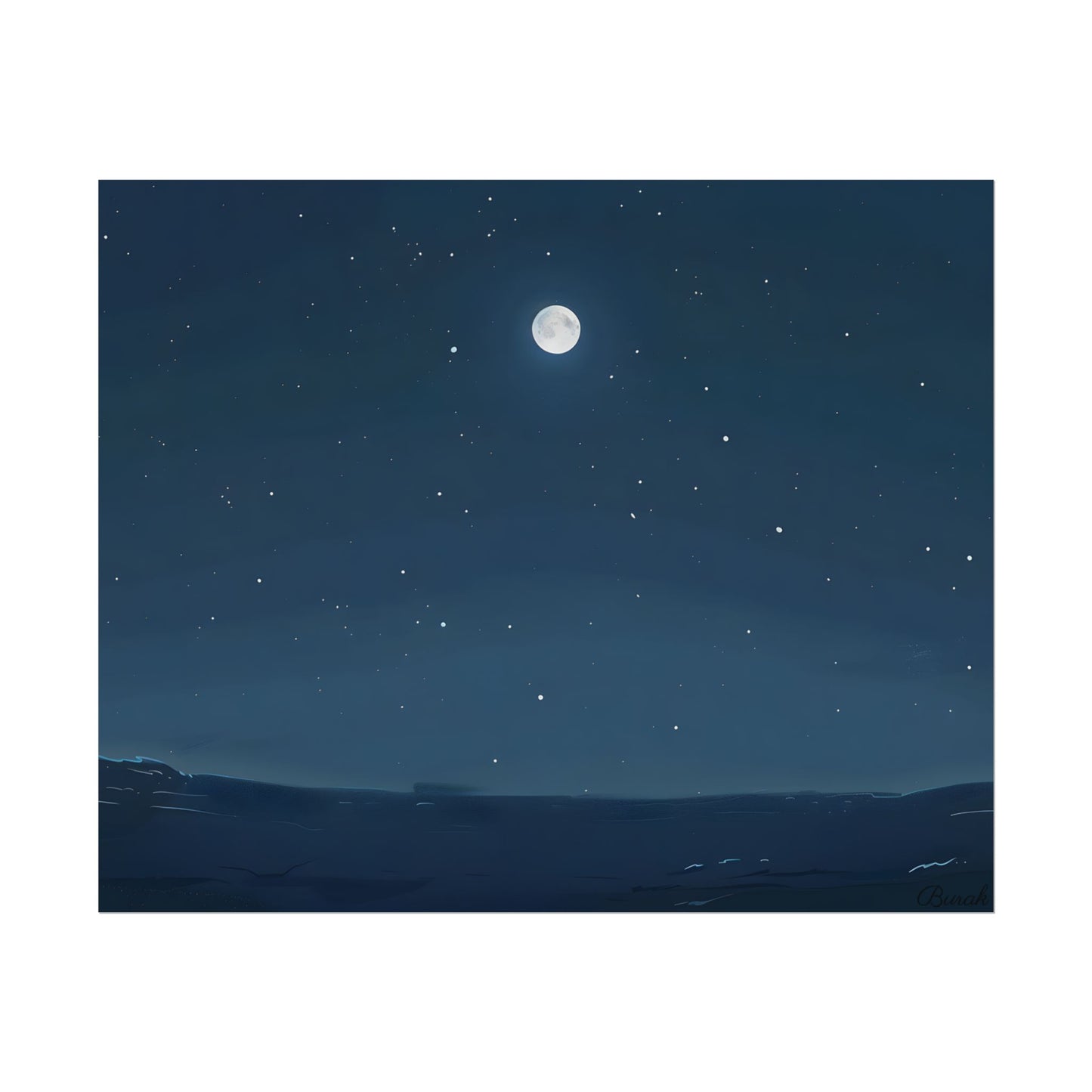 Starry Night Sky: Minimalist Beauty in Blue - Poster