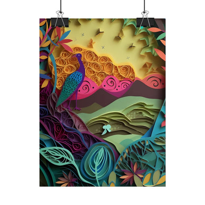 Vibrant Indian Quilling Art: Traditional Landscape Decoration - Poster