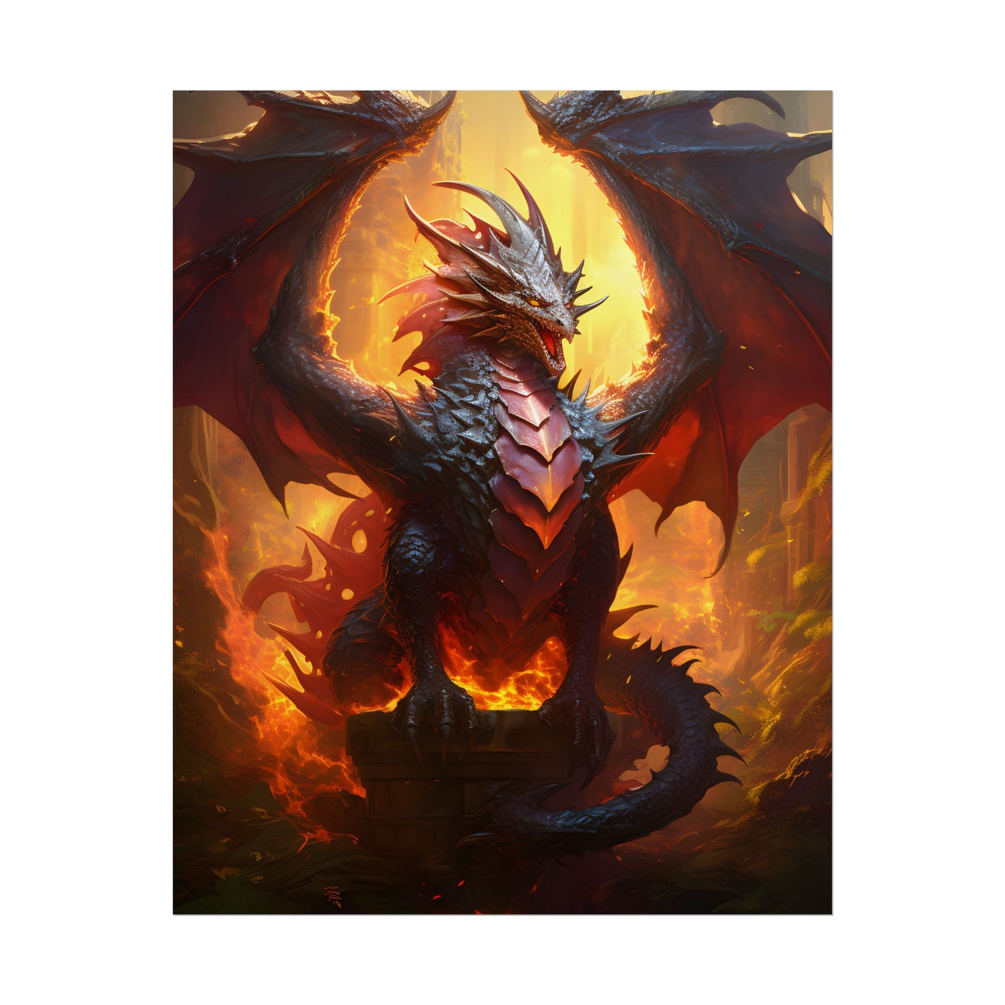 Fantasy Dragon's Treasure Hoard: Ancient Artwork - Poster