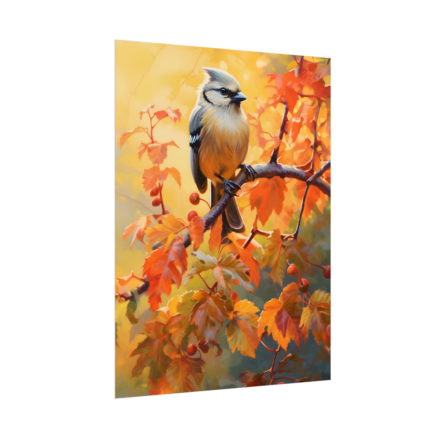 Vibrant Oak Branch: Oil Painting of Nature's Serenity - Poster