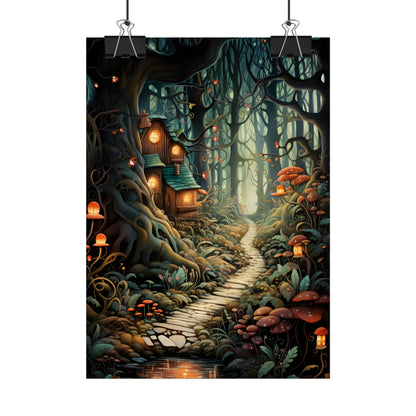 Whimsical Cartoon Forest Scene - Poster