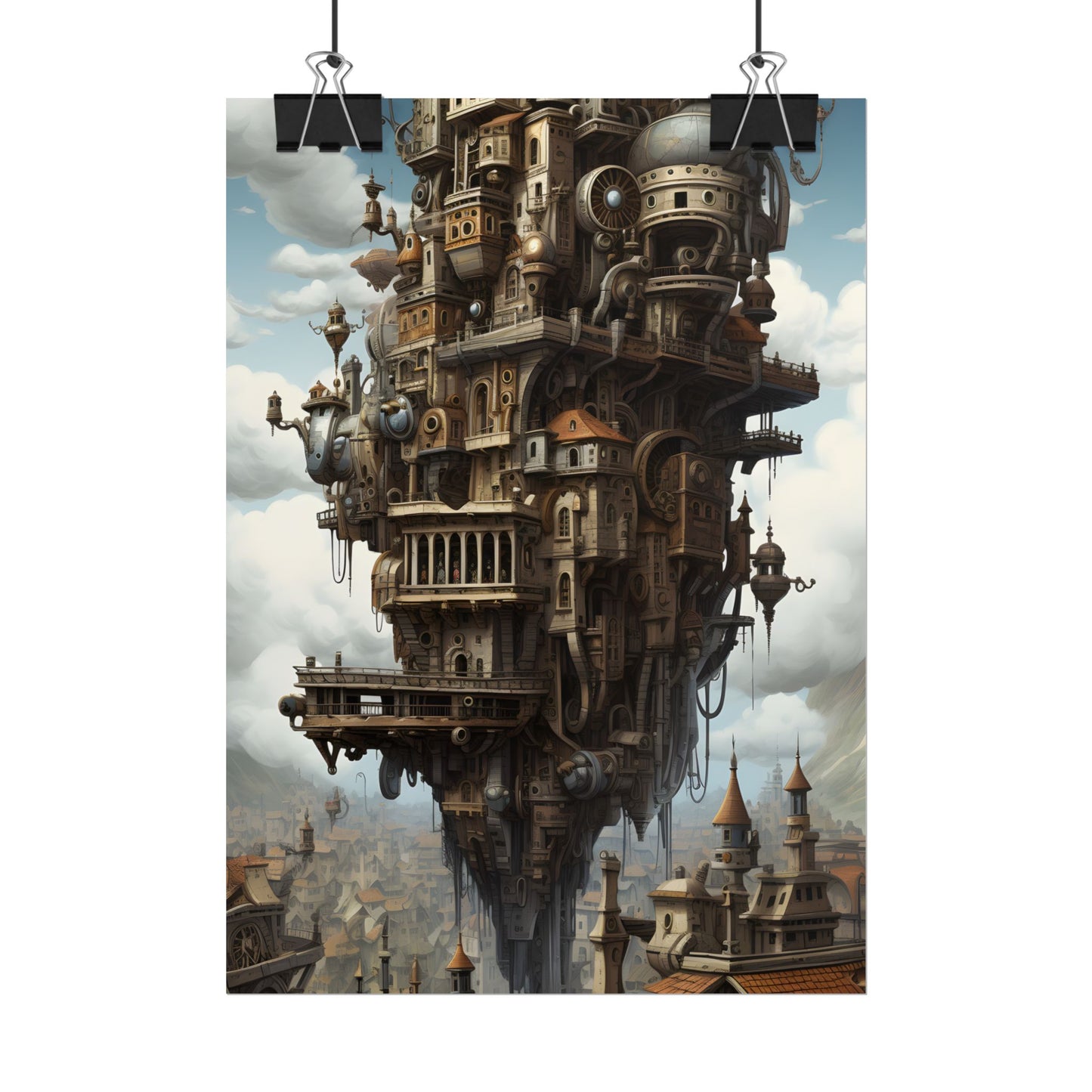 Steampunk Paris Cityscape: Colorful 19th Century Artwork - Poster