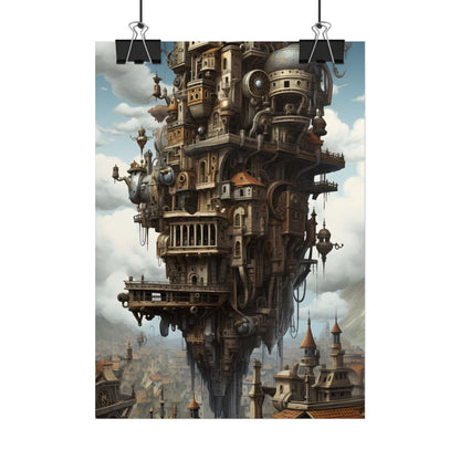 Steampunk Paris Cityscape: Colorful 19th Century Artwork - Poster