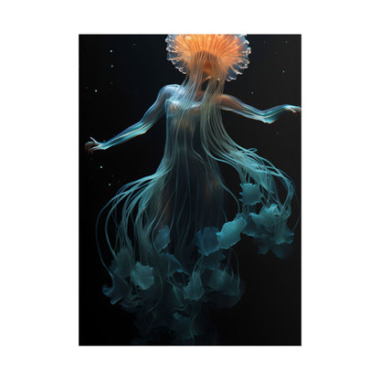 Underwater ballet of luminescent beauty: A dance in motion with oceanic harmony - Poster