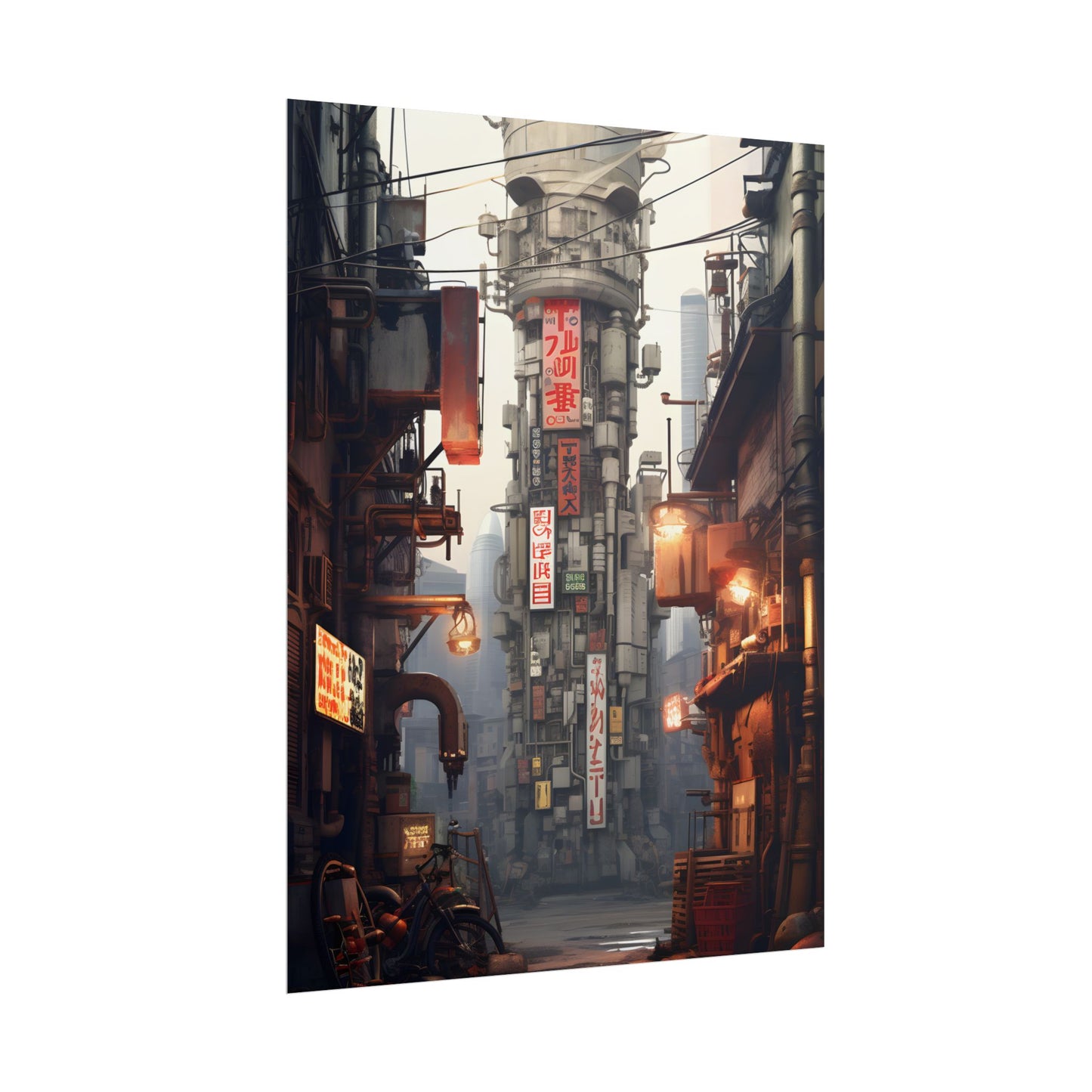 Steampunk Post-Apocalypse: Detailed Cityscape Digital Art - Poster