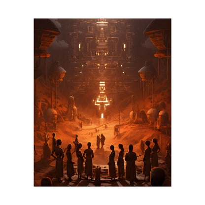 Vibrant Futuristic Tribal Gathering: Digital Art - Poster