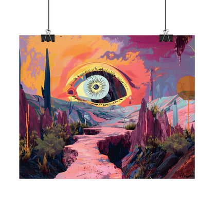 Surreal Eye: Vibrant Landscape Digital Art - Poster