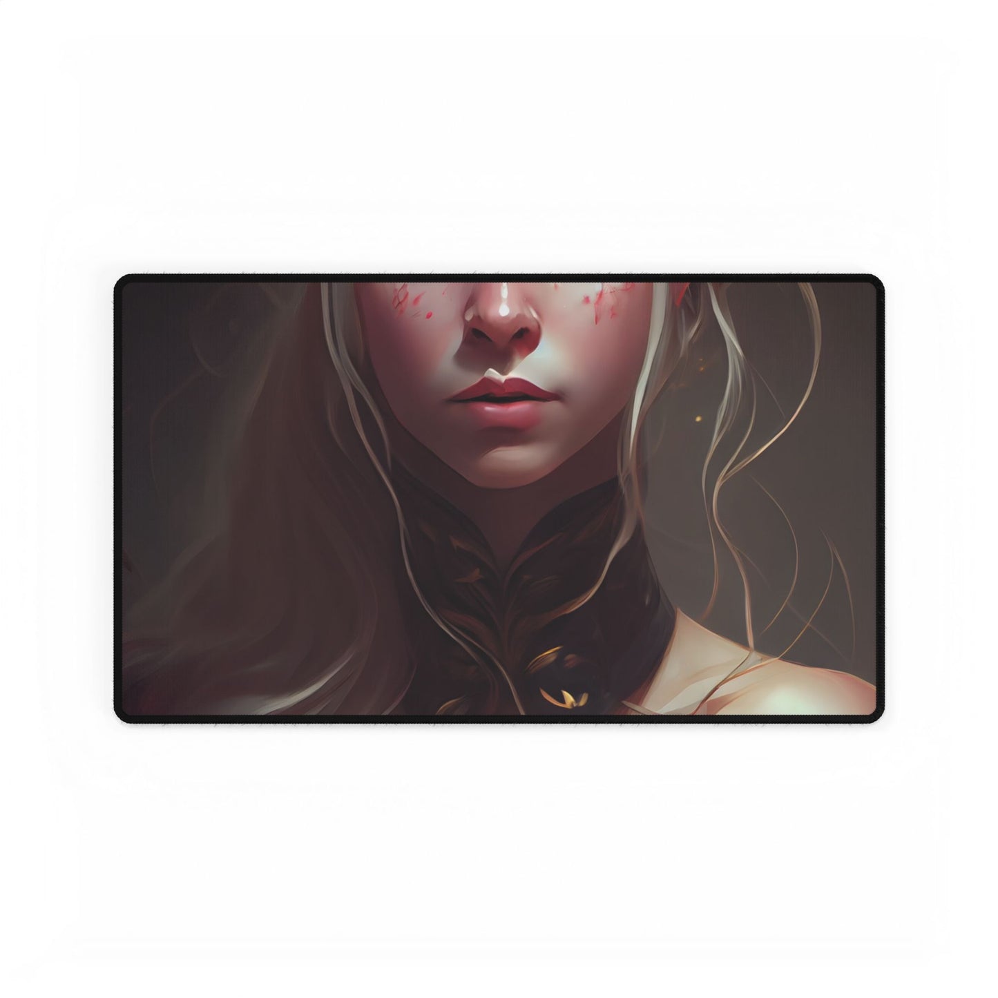 Astonishing Blonde Portrait: Contemplative Woman Art - Desk Mat